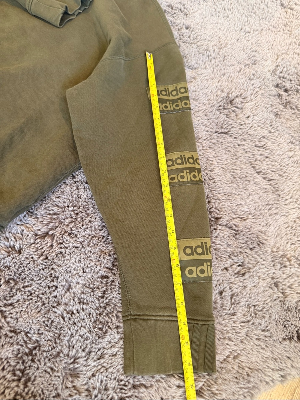 adidas Olive Crewneck Sweatshirt with Sleeve Trefoil Panels - Picture 8 of 9
